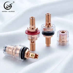 YIVO Real Red Pure Copper Female Banana Audio HiFi Speaker Horn Power Amplifier Connectors Short Screw Binding Post Wire