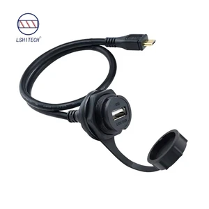 USB 2.0 3.0 Panel Mount Copper Contact Nylon Housing IP68 Bayonet to Micro USB Connector with Cable
