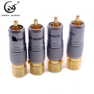Hi-end RCA Plug Adapter YIVO XSSH Audio HIFI DIY OEM ODM Plating 24K Gold Male RCA Jack Connectors for 10mm Signal Cable Wire
