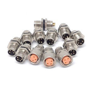 M8 M12 PCB Connector 3 4 5 8pin POE Screw Terminal IP67 Waterproof Rear Mount Signal Power Back Panel Dip Pin