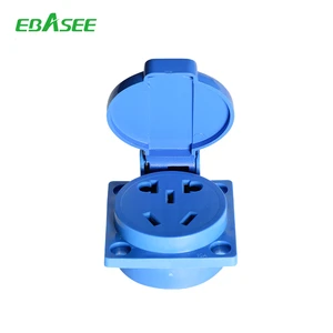 Manufacturer Plastic 16A 2-pin+E BLUE Screw Terminal IP54 Industrial Panel Socket Eu Schuko Socket