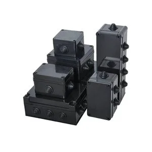 Black Rubber Plug Style Outdoor ABS Plastic Terminal Box IP65 Protection Level Security Monitoring Power Junction Box