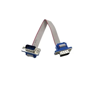 YZlink Factory High Quality Customized DB9 Male to Female Connector D-SUB Cable Flat Ribbon Cable Assembly