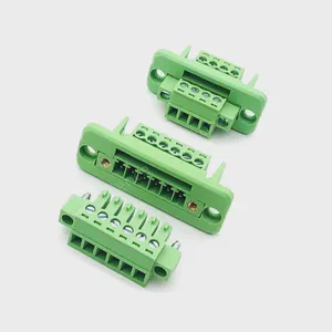 5sets 3.81mm Terminal Block Through-wall Welding-free Plug-in Type 2P/3P/4P/5P/6P/8P/10P/12P/16P Flange Fixed Panel 8A 300V