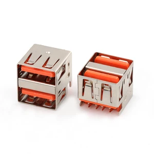 Dual Row USB Socket A Type Connector Mid Mount USB 2.0 A 4Pin Socket Connector