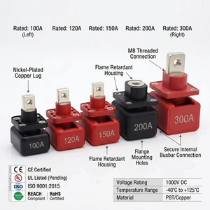 BOERDA 300A High Current Through-Wall Terminal Block Square Battery Connector for ESS Lithium Battery Solar RV 100A-300A