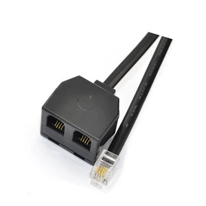 RJ9 4P4C Splitter Adapter Cable RJ9 Headset Extension Cord Adapter 1 Male To 2 Double Female Connector
