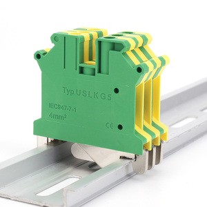 USLKG 5N Grounding Terminal Block DIN Rail PE Earth Terminal Connector For 4mm² - 6mm² Wire