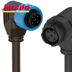 IP67 Waterproof 90 Degree 5 Pin Rectangle Connector Push Lock Wire Mounted Circular Plug Molded With Cable