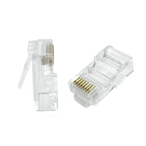 YILIAN Ethernet RJ45 Pass Through Plug Cat5 UTP Unshielded 8P8C Male 8-Core Network Connector TY7281 Copper