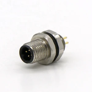 4pin Male Back mounting PCB type M5 panel mount connector for sensor connector