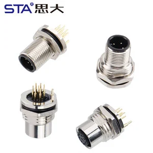 M12 Waterproof Connector 2 3 4D 5B Code 6 8 12 17 Pin Solder PCB Circular Socket Male Female Aviation Plug Shell Grounded