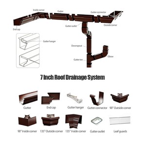 7 Inch Aluminium Alloy Gutter End Caps/ Gutter Hanger/ Gutter Guard/ Downspout Outlet/ Gutter Corner Rain Gutter System