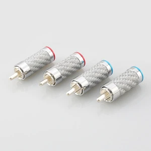RCA Connector CMC Audio Jack Video Plug Speaker Terminal Carbon Fiber Rhodium Plated Consumer Electronics Male for Home Theater