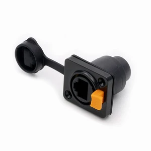 Hot Sale Ethernet Connector Waterproof Ip65, Rj45 Network Connector, Copper Pins 8p8c Pass Through Female Chassis Sockets