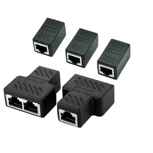 Network RJ45 Splitter Joiner Cable LAN Ethernet Connector Extender Plug Adapter 1 Female to 2 Dual Female (8 Core) 1-2 Way