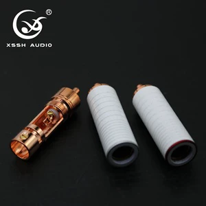 Hi-end XSSH YIVO Audio HIFI DIY OEM RCA Adapter 8.5mm Wire Hole with Red Pure Copper White Shell Audio RCA Plug Jack Connectors