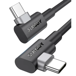 SUNGUY 90 Degree USB C Cables 60W High Speed Right Angle USB C Cable Chargeur Fast Charging Data Cable For Mobile Phone Latop
