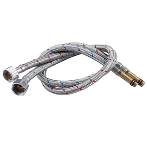 1 Meter 304 Stainless Steel Braided Faucet Hose with Pointed Tip and 304 Nut for Hot Cold Water Inlet Extended Household