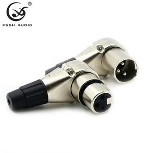 HiFi YiVO XSSH Audio Female Male L-Shaped 90-Degree XLR Jack 3-Pin Brass Connector Plated Rhodium Professional Audio Equipment
