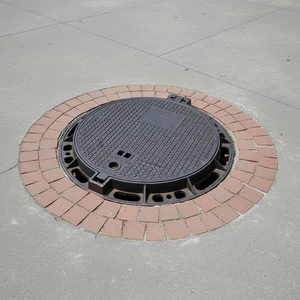 Divine Cast Iron Manhole Cover and Frame, EN124-D400 Septic Tank Lid with Base, Heavy Duty Round Sewage Basin Lid