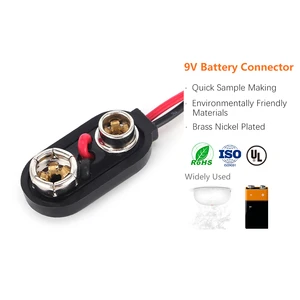Durable 9V Hard Plastic Battery Accessories 26AWG Wire Copper Nickel Plating Secure Connector Clip Buckle for Stable Connection