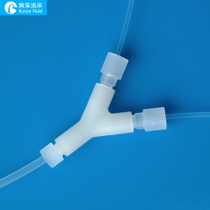 Anti Corrosive PTFE Tubing Junction Plastic Y Connector