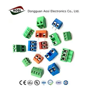 AOSI Klemens Screw PCB Terminal Block Connector Angle Pin 1016mm Pitch 300V 52A Green Color Pluggable Type