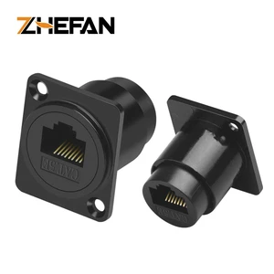 ZHEFAN Wall Panel Mount Female Cat6 D-type Module Cat5e Pass Through Ethernet Rj45 Connector