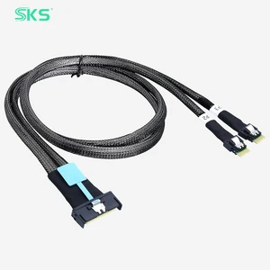 High Speed MCIO 8i to Dual SlimSAS 4i Cable Mini Cool Edge IO SFF-TA-1016 to 2x SFF-8654 NVMe Server Storage Data Wire