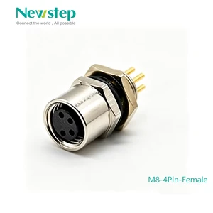 10pcs M8 Female 4Pin Connector Waterproof Socket 4 Pin Female PCB Type Panel Mount Connector