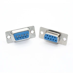 Hot Sale D-SUB DB9 Female Socket Plug 9Pin Solder-wire Type Blue Inner Core Sliver-plated Terminal Connector