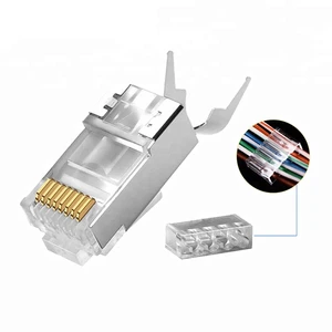 Ethernet RJ45 CONNECTOR FOR UTP FTP SFTP 8P8C Network Connector CAT7 Shielded two piece with tail clip through hole crystal head