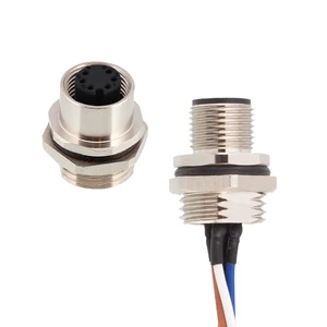 IP67 Straight M12 Connector Male Female A B C D Code 2 3 4 5 6 8 12 17Pin Front Mount M12 PCB Socket