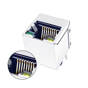 Good Quality Ethernet Single Port 8P8C Modular PCB Female RG45 Cat5/Cat6 RJ45 Connector with Yellow/Green LED PA46 Housing