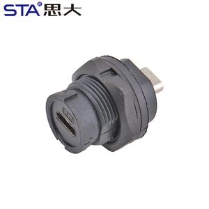 MICRO Bayonet USB Female Back Mount PCB Receptacle Waterproof Connector with Wire