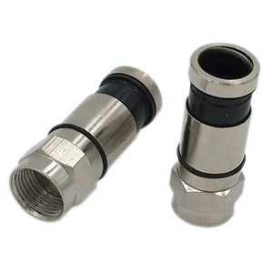 Factory Price Coaxial Connector RG6 F Compression Connector with Black O-ring RF Adapters