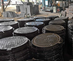 Kitemark Certified Heavy-Duty Cast Iron Manhole Cover Square Drainage Access Stormwater Sewer Casting Services Steel Product