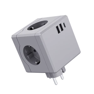 KC Modern 3 EU Outlets 2 USB A Ports 1 Type-C Cube Power Strip Socket 16A Rated Plug Standards Extension Wall Socket CE Rohs
