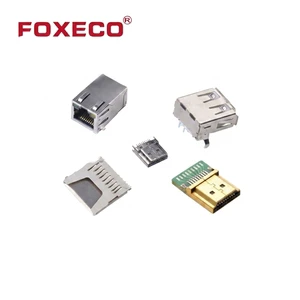 FOXECO Micro USB Type Female Copper Zinc Alloy Housing Shape Connector for Mobile/Smart Home/PCBA