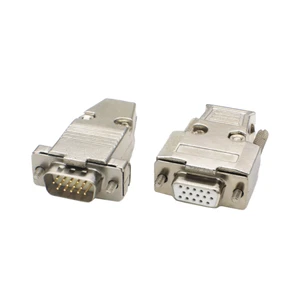 Huadespace Industrial Rectangular D-Sub VGA Three-Row Connector Plug DB15 B9 RS232/485 15-Pin Brass Male/Female Heads Welded