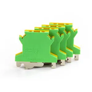 Plastic Nylon PA66 Screw Connection Ground Wiring Connector Din Rail Terminal Blocks Brass Contact Control Panel Use PE Foot