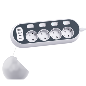 New Creative Socket Desktop Power Socket Extension Strip 4 Outlets With 2 USB 2 C 16A Electrical Plug EU Standards 4 Switches
