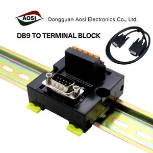 AOSI High Quality 10A ABS DB9 Female D-Sub DIN Rail Mount Interface Module Quick Terminal Block Breakout Board Splitter Board