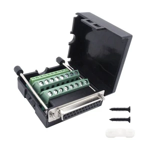 High Quality DB25 D-SUB Connector 25pin Breakout Terminals Solderless Female Screw Type Brass Nickel Plated Housing Black
