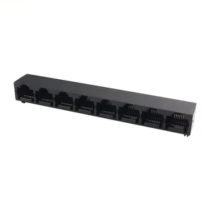 HAXN Ethernet Connectors 9601 8P8C 1X8 W/O Shield Stable Performance Side Entry Latch -40~85 DIP Mounting Black Housing