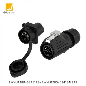 E-Weichat Plastic M28 IP68 Waterproof LP28 3/5 Pin 16A 32A Male/Female Aviation Wire Connector Plug Socket Flange