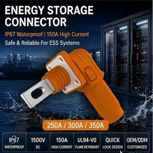 1500V 250A-350A Single Core Energy Storage Connector HV DC Battery Connection Plug For Residential Solar BESS Cabinet System