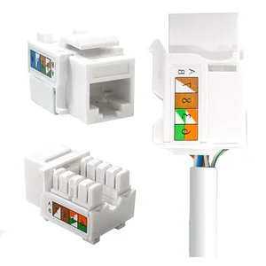 Modular Network Unshielded Punch Down RJ45 Keystone Jack Toolless Cat 5e & Cat6a 90 Degree UTP Ethernet Connectors