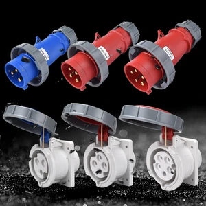 2026 Waterproof IP67 Industrial Plug Socket 220-415V 16A 3P+N+E 5Pin Industrial Socket and Plug UK US EU AU Standards